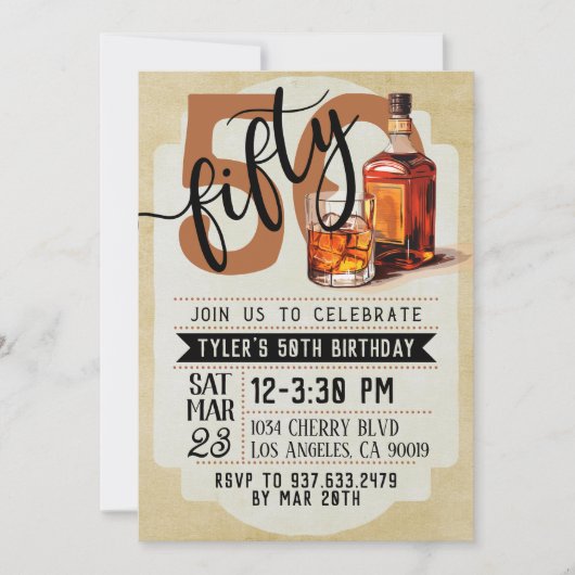 Whiskey & Sigaren 50e verjaardag uitnodiging (Voorkant)