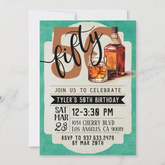 Whiskey & Sigaren 50e verjaardag uitnodiging (Voorkant)