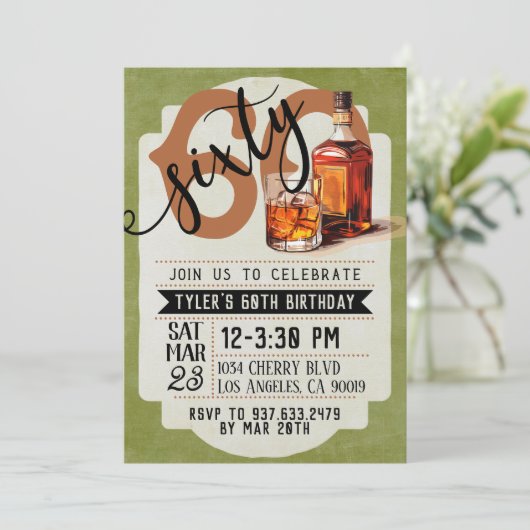 Whiskey & Sigaren 60e verjaardag Kaart (Staand voorkant)