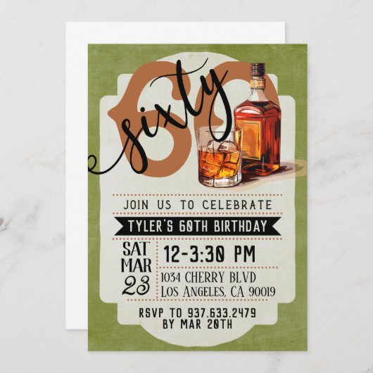 Whiskey & Sigaren 60e verjaardag Kaart (Voorkant / Achterkant)