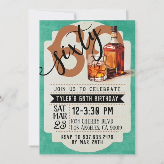 Whiskey & Sigaren 60e verjaardag Kaart (Voorkant)