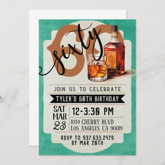 Whiskey & Sigaren 60e verjaardag Kaart (Voorkant / Achterkant)