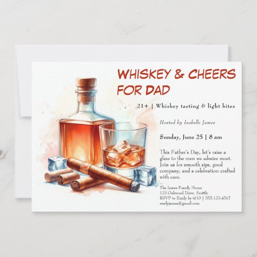 Whiskey & Sigaren – Bewerkbare Vaderdag Kaart (Voorkant)