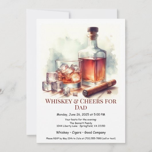 Whiskey & Sigaren – Bewerkbare Vaderdag Kaart (Voorkant)