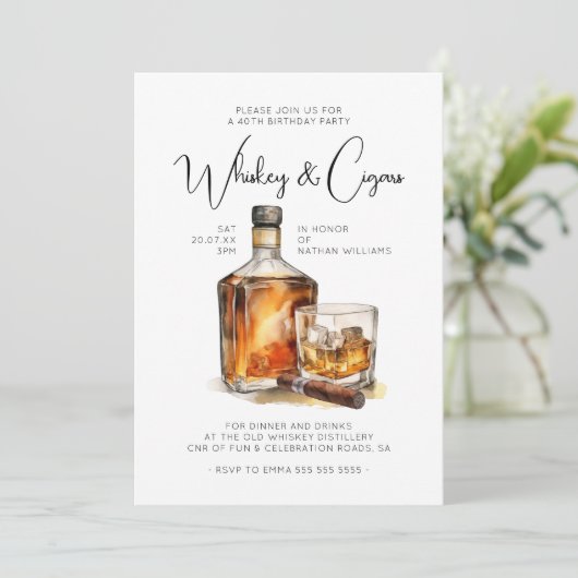 Whiskey & Sigaren Gentlemen's Verjaardag Kaart (Staand voorkant)