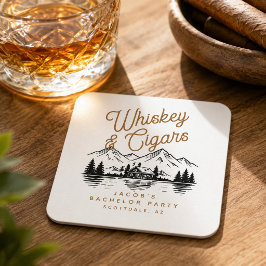 Whiskey & Sigaren Hut Huis Bachelorfeest aan het M Kartonnen Onderzetters