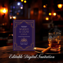Whiskey & Sigaren Lounge 1920s Art Deco Uitnodigin