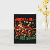 Whiskey Sleigh Bound Cowboy Santa Christmas  Kaart (Gele Bloem)