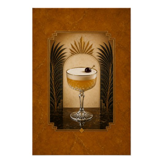 Whiskey Sour Art Deco Poster | Bar Kunst (Voorkant)