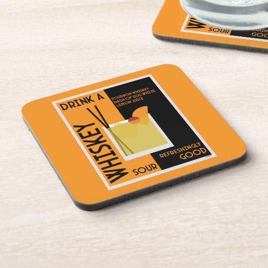 Whiskey Sour Cocktail Bier Onderzetter (Linkerzijde)