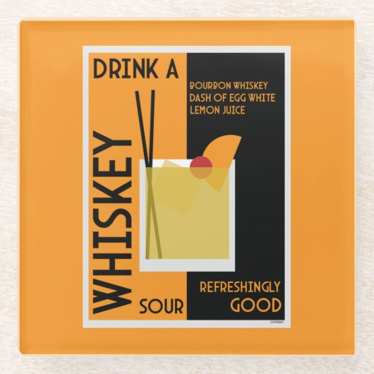 Whiskey Sour Cocktail Napkin Glazen Onderzetter (Voorkant)
