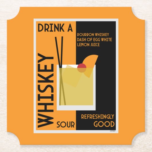 Whiskey Sour Cocktail Napkin Kartonnen Onderzetters (Voorkant)
