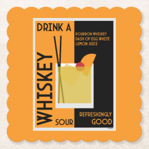 Whiskey Sour Cocktail Napkin Kartonnen Onderzetters
