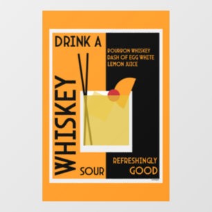 Whiskey Sour Cocktail Napkin Raamsticker