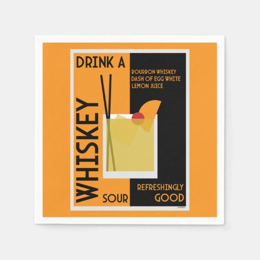 Whiskey Sour Cocktail Napkin Servet (Voorkant)