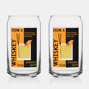 Whiskey Sour Cocktail Paper-Onderzetter Blikvorm Glas
