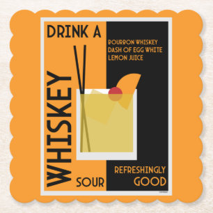 Whiskey Sour Cocktail Paper-Onderzetter Kartonnen Onderzetters