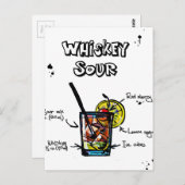 Whiskey Sour Cocktail Recipe Briefkaart (Voorkant / Achterkant)