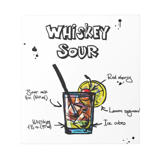 Whiskey Sour Cocktail Recipe Notitieblok (Voorkant)