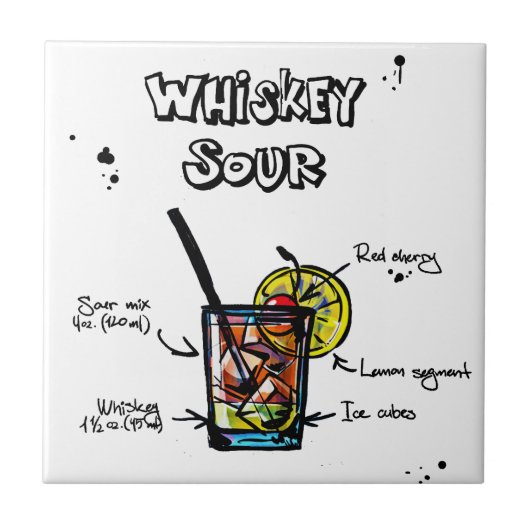 Whiskey Sour Cocktail Recipe Tegeltje (Voorkant)