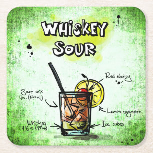 Whiskey Sour Drink Recipe Kartonnen Onderzetters