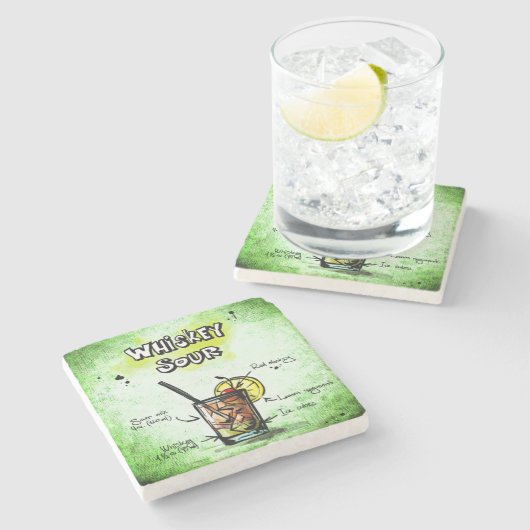 Whiskey Sour Drink Recipe Stenen Onderzetter (Zijkant)