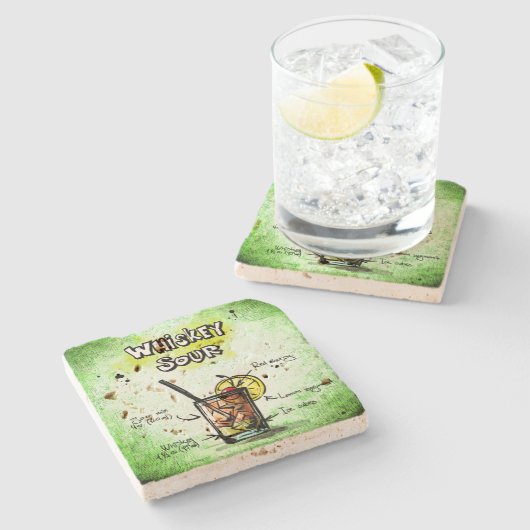 Whiskey Sour Drink Recipe Stenen Onderzetter (Zijkant)
