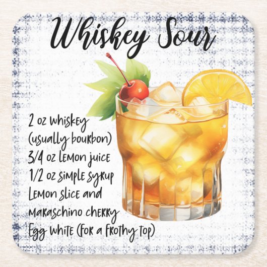 Whiskey Sour Kartonnen Onderzetters (Voorkant)