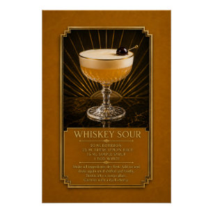 Whiskey Sour Recept Poster Bar Kunst