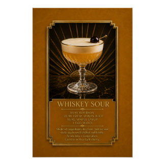 Whiskey Sour Recept Poster | Bar Kunst