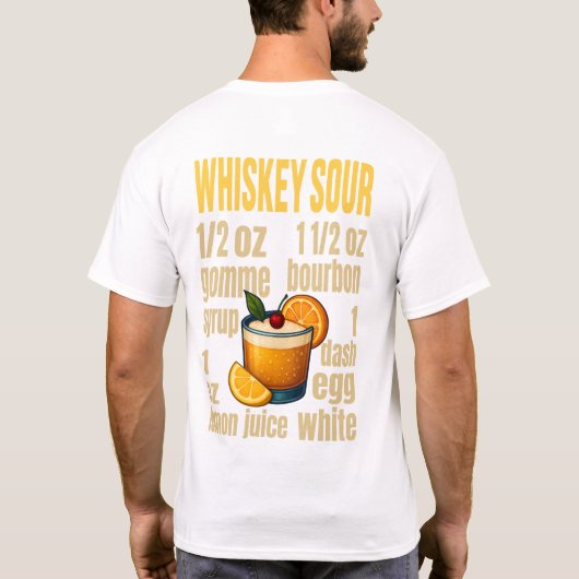Whiskey Sour T-Shirt – Classic Bourbon Cocktail (Achterkant)
