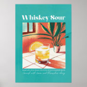 Whiskey Sour Tropic Turquoise Retro Poster (Voorkant)