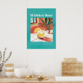 Whiskey Sour Tropic Turquoise Retro Poster (Keuken)