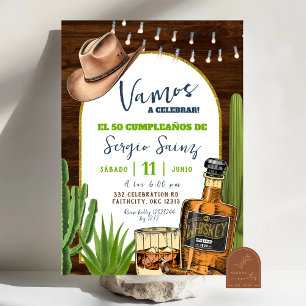 Whiskey Spaanse Cowboy Verjaardagsuitnodiging Kaart