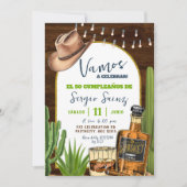 Whiskey Spanish Cowboy Birthday Invitation Kaart (Voorkant)