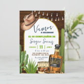 Whiskey Spanish Cowboy Birthday Invitation Kaart (Staand voorkant)