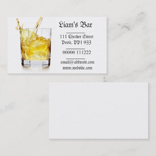 Whiskey Splash-Visitekaartje Visitekaartje (Voorkant / Achterkant)