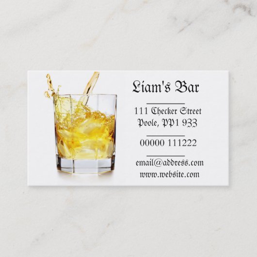 Whiskey Splash-Visitekaartje Visitekaartje (Voorkant)