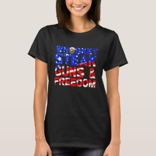 Whiskey Steak Guns En Vrijheid Retro Amerikaanse V T-shirt