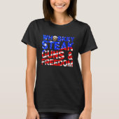 Whiskey steak Pistolen en Freedom Retro US Flag 4t T-shirt (Voorkant)