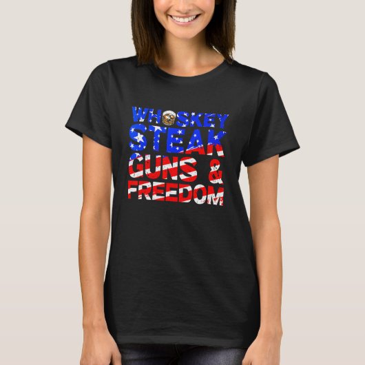Whiskey steak Pistolen en Freedom Retro US Flag 4t T-shirt (Voorkant)