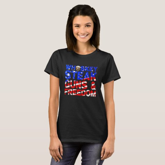 Whiskey steak Pistolen en Freedom Retro US Flag 4t T-shirt (Voorkant volledig)