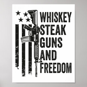 Whiskey Steak Pistolen en Vrijheid - Grappig Pisto Poster