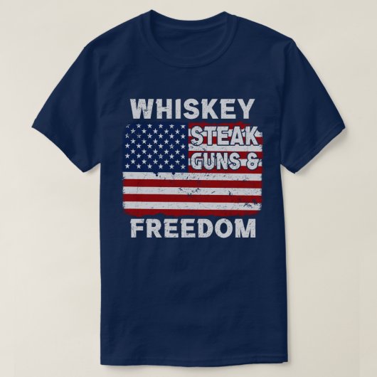 whiskey steak pistolen en vrijheid t-shirt (Design voorkant)