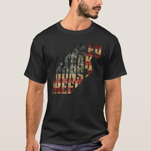 Whiskey Steak Pistolen & Freedom Patriotic Flag Ve T-shirt (Voorkant)