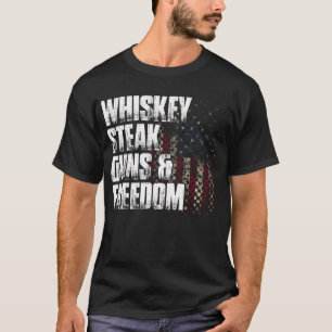 Whiskey Steak Pistolen Freedom Patriottisch Vlagge T-shirt