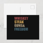 Whiskey Steaks Pistolen en Freedom USA Flag Briefkaart (Voorkant / Achterkant)