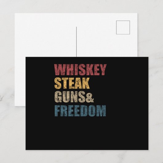Whiskey Steaks Pistolen en Freedom USA Flag Briefkaart (Voorkant / Achterkant)