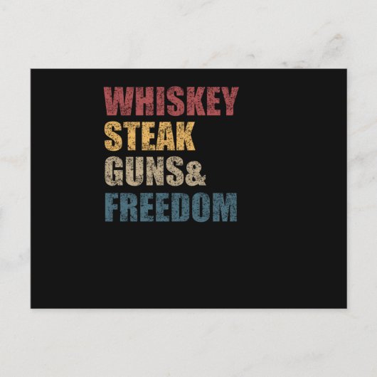 Whiskey Steaks Pistolen en Freedom USA Flag Briefkaart (Voorkant)