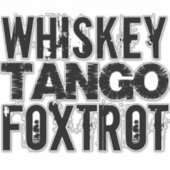WHISKEY TANGO FOXTROT STICKER (Voorkant)